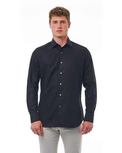 Bagutta Black Cotton Shirt - Blue