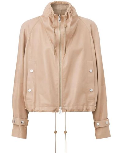 Burberry Cropped Leather Jacket - Natural