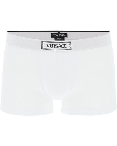 Versace Intimate Boxer Shorts With Logo Band - White