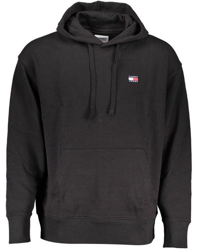 Tommy Hilfiger Sleek Cotton Hooded Sweatshirt With Logo - Black