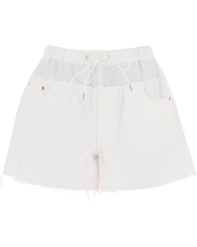 Sacai Hybrid Denim Shorts For - White