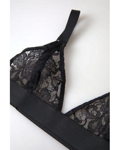Dolce & Gabbana Black Floral Lace Nylon Stretch Bra Underwear