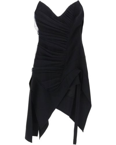 Mugler Asymmetric Mini Bustier Dress - Black