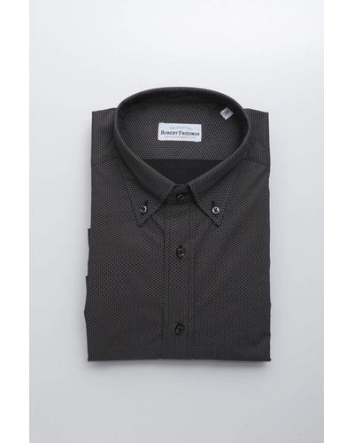 Robert Friedman Elegant Black Cotton Button Down Shirt