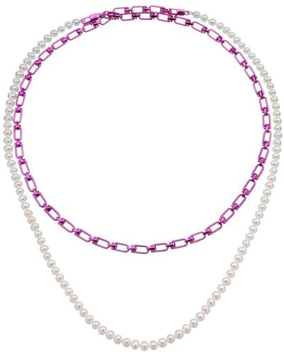 Eera 'reine' Double Necklace With Pearls - Multicolor