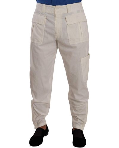 Dolce & Gabbana Off White Cotton Corduroy Cargo Pants - Multicolor