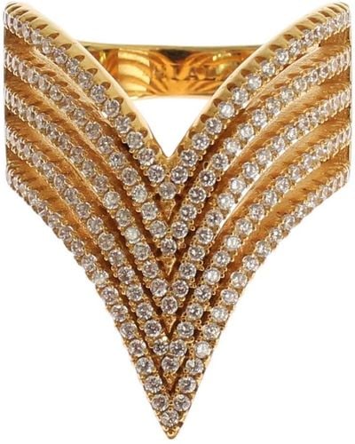 Nialaya Glamorous Plated Crystal Ring - Metallic