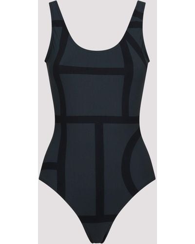 Totême Black Monogram Swimsuit - Blue