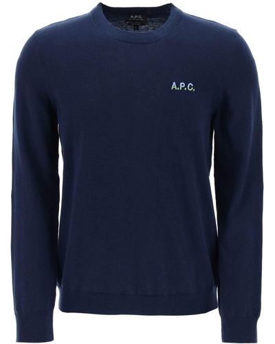 A.P.C. Crew Neck Cotton Sweater - Blue