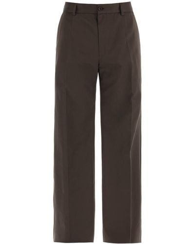 Dolce & Gabbana Tailored Cotton Trousers For - Grey