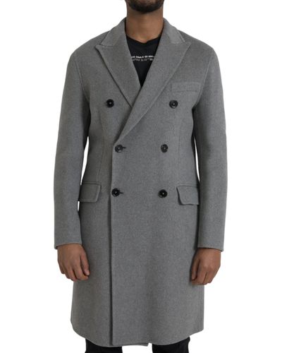 Dolce & Gabbana Double Trench Coat Cashmere Jacket - Grey