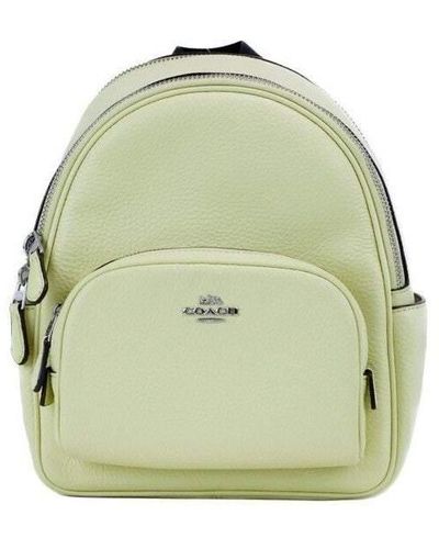 COACH Mini Court Pale Lime Pebbled Leather Shoulder Backpack Bag - Green