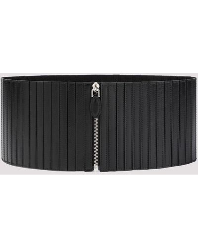 Alaïa Black Stripes Corset Calf Leather Belt