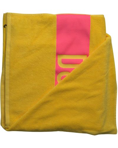 DSquared² Yellow Logo Print Cotton Soft Unisex Beach Towel