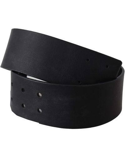 Gianfranco Ferré Black Genuine Leather Wide Logo Waist Belt