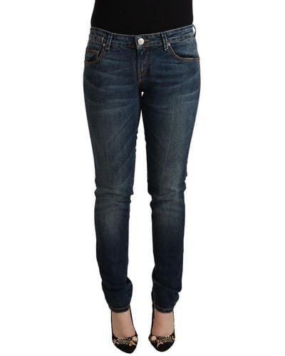 Acht Elegant Slim Fit Low Waist Denim Jeans - Blue