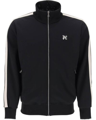 Palm Angels Track Sweatshirt With Contrasting Bands - Black