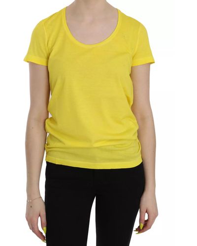 DSquared² Yellow Round Neck Short Sleeve Shirt Top Blouse