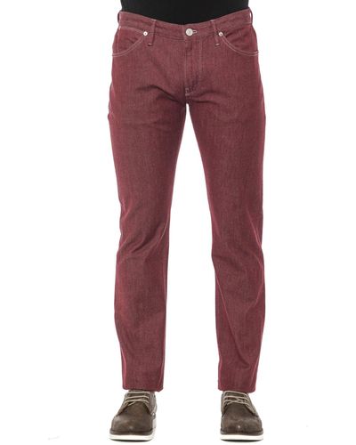 PT Torino Elegant Super Slim Burgundy Trousers - Red