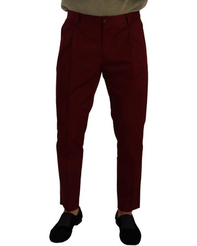 Dolce & Gabbana Dark Red Cotton S Chinos Trouser Dress Trousers