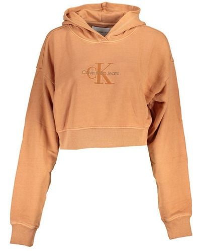 Calvin Klein Chic Hooded Sweatshirt With Embroidery - Orange