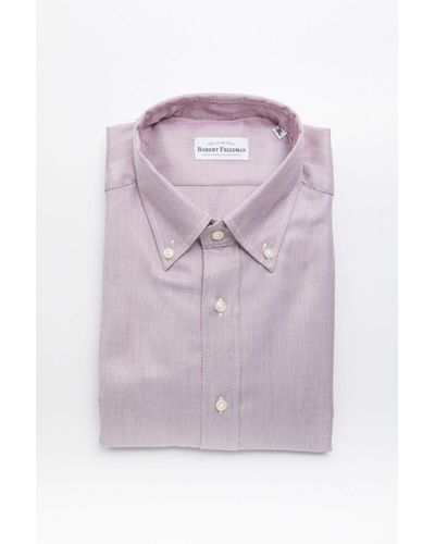 Robert Friedman Elegant Red Cotton Button-down Shirt - Pink