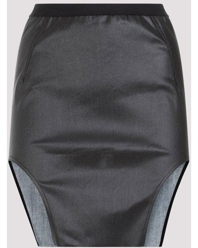 Rick Owens Black Diana Denim Cotton Mini Skirt - Grey