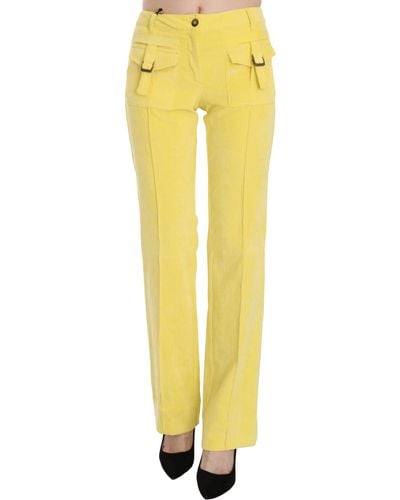 Just Cavalli Corduroy Mid Waist Straight Trousers Trousers - Yellow