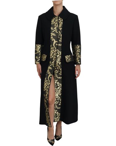 Dolce & Gabbana Elegant Jacquard Trench Coat - Black