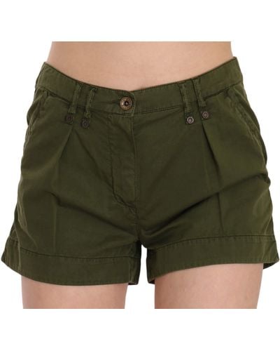 Plein Sud Mid Waist Cotton Mini Shorts Green Pan70243