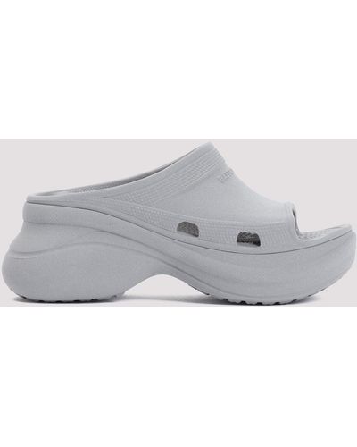 Balenciaga Reflective Grey Rubber Pool Crocs Slide Slippers