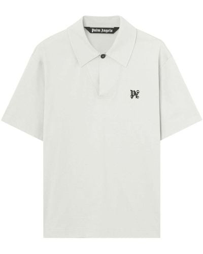 Palm Angels Monogram-embroidered Cotton Polo Shirt - White