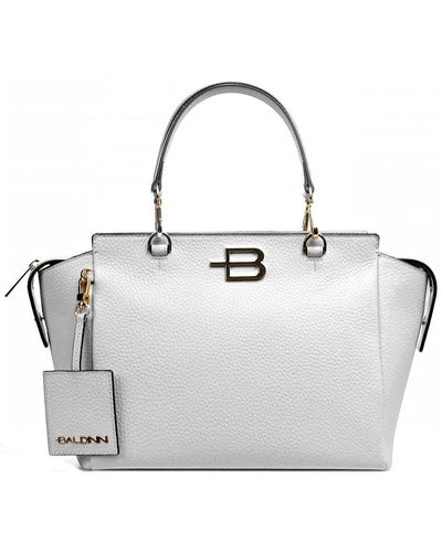 Baldinini White Leather Di Calfskin Handbag - Gray