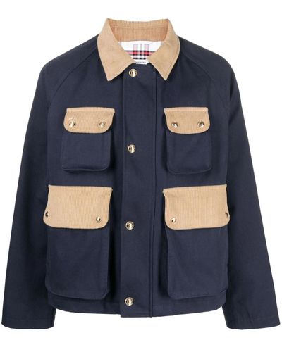 Thom Browne Corduroy Panelled Shirt Jacket - Blue