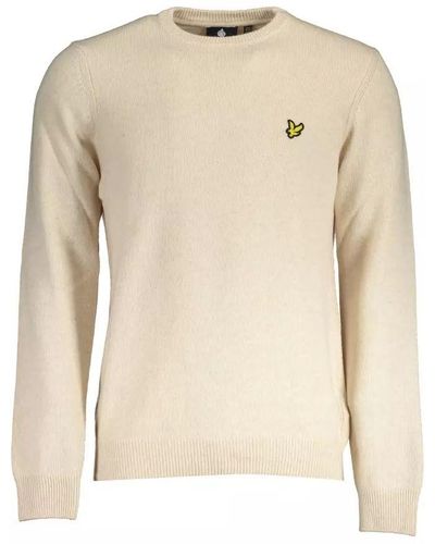 Lyle & Scott Beige Wool Blend Round Neck Sweater - Natural