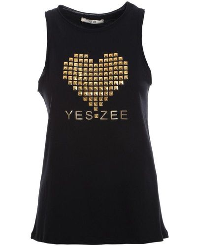 Yes-Zee Cotton Tops & T-shirt - Black