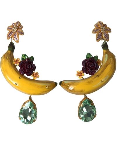 Dolce & Gabbana Gold Brass Crystal Banana Clip - Metallic