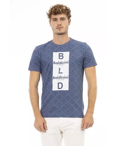 Baldinini Elevated Cotton Tee With Front Print - Blue