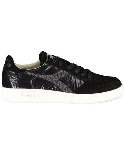 Diadora Chic Lace-Up Sneakers With Swarovski Crystals - Black