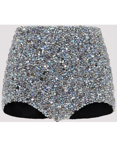 Dolce & Gabbana Embroidered Crystals Shorts - Grey