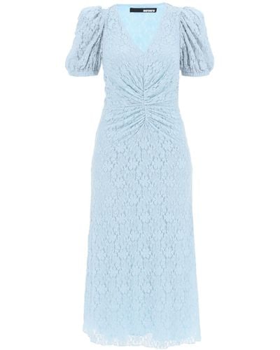 ROTATE BIRGER CHRISTENSEN Midi Lace Dress With Puffed Sleeves - Blue