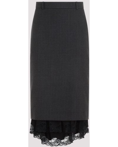 Balenciaga Anthracite Grey Lingerie Tailored Skirt - Black