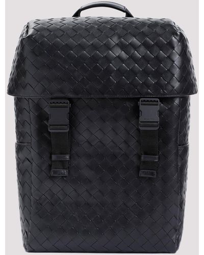 Bottega Veneta Black Calf Leather Backpack