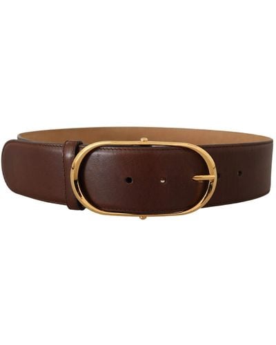 Dolce & Gabbana Elegant Oval Buckle Leather Belt - Black