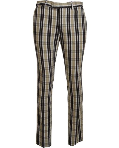 Bencivenga Multicolour Chequered Cotton Straight Fitpants - Black