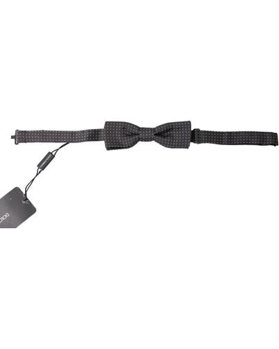 Dolce & Gabbana Black Polka Dot Silk Adjustableneck Papillon Bow Tie