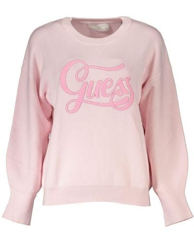 Guess Chic Long Sleeve Embroidered Sweater - Pink