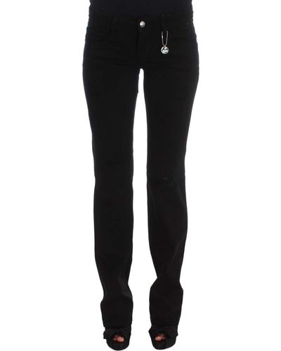 CoSTUME NATIONAL Cotton Slim Fit Bootcut Jeans Black Sig30120