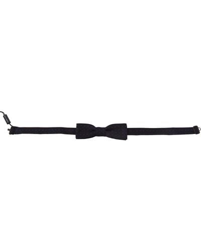 Dolce & Gabbana Blue Silk Patterned Necktieaccessory Bow Tie - Black