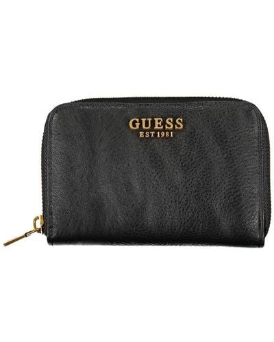 Guess Elegant Zip Wallet With Multiple Compartments - Black